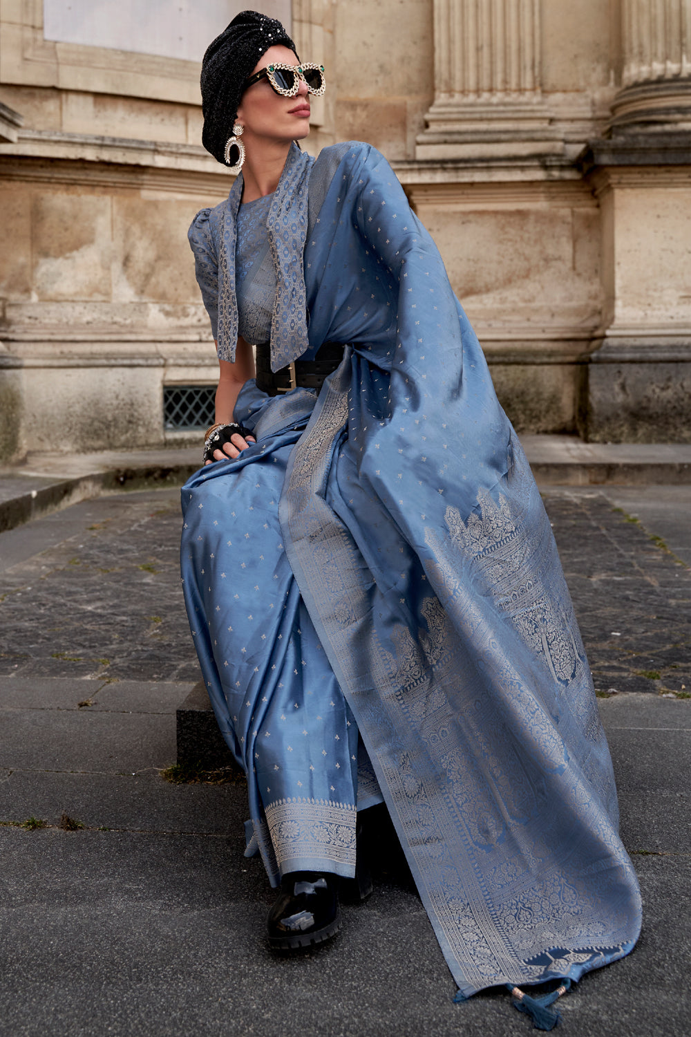 Blue Banarasi Silk Saree