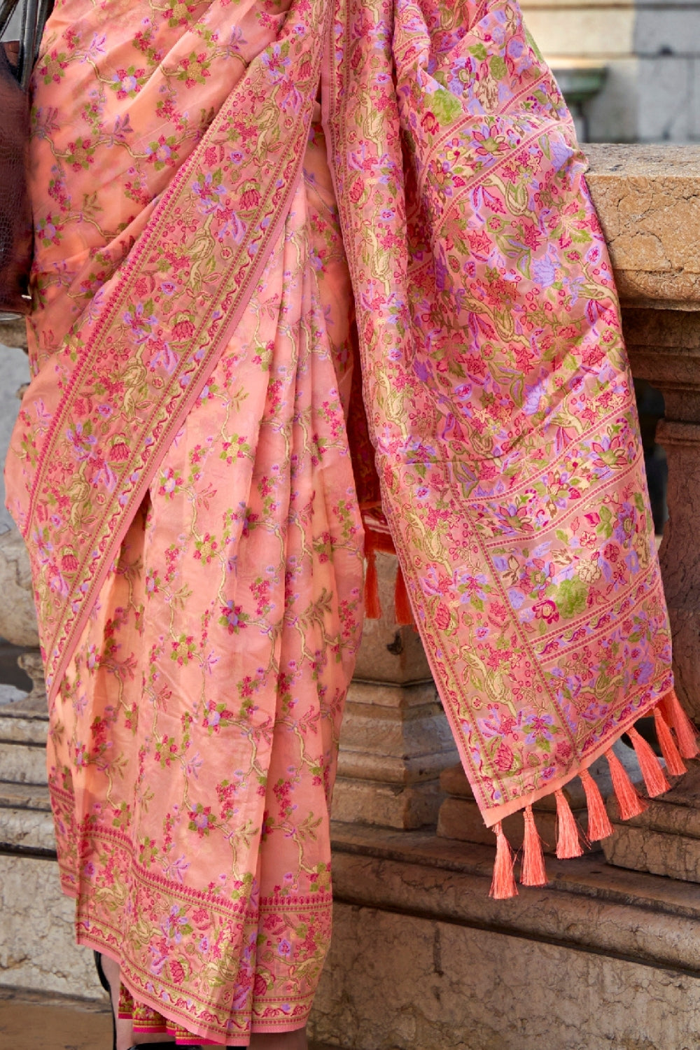 Peach Organza Saree