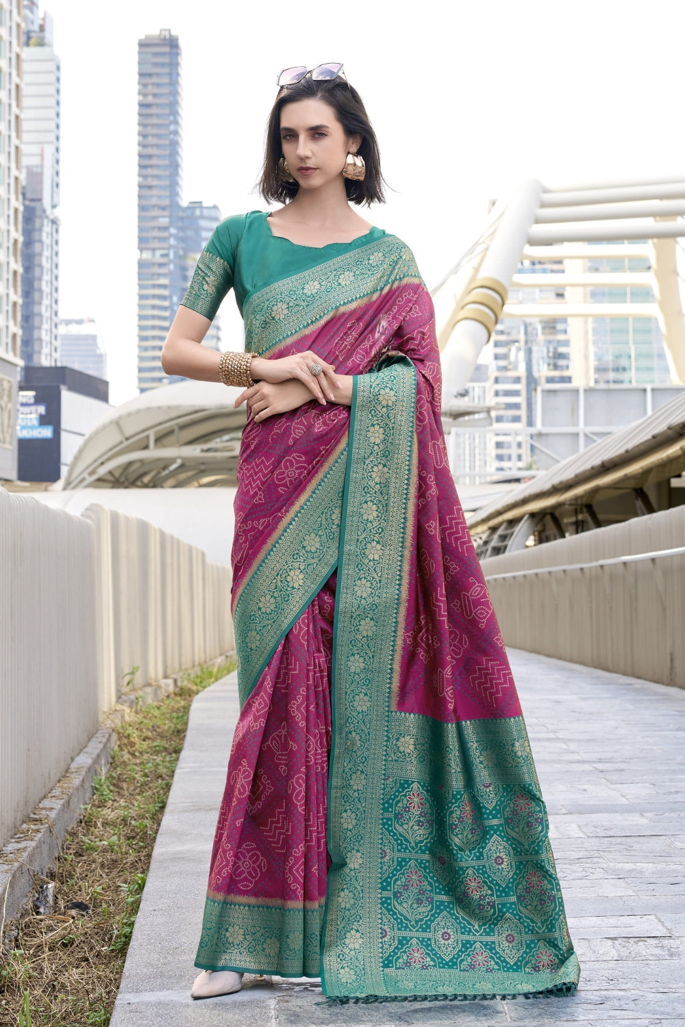 Magenta Badhni Silk Saree