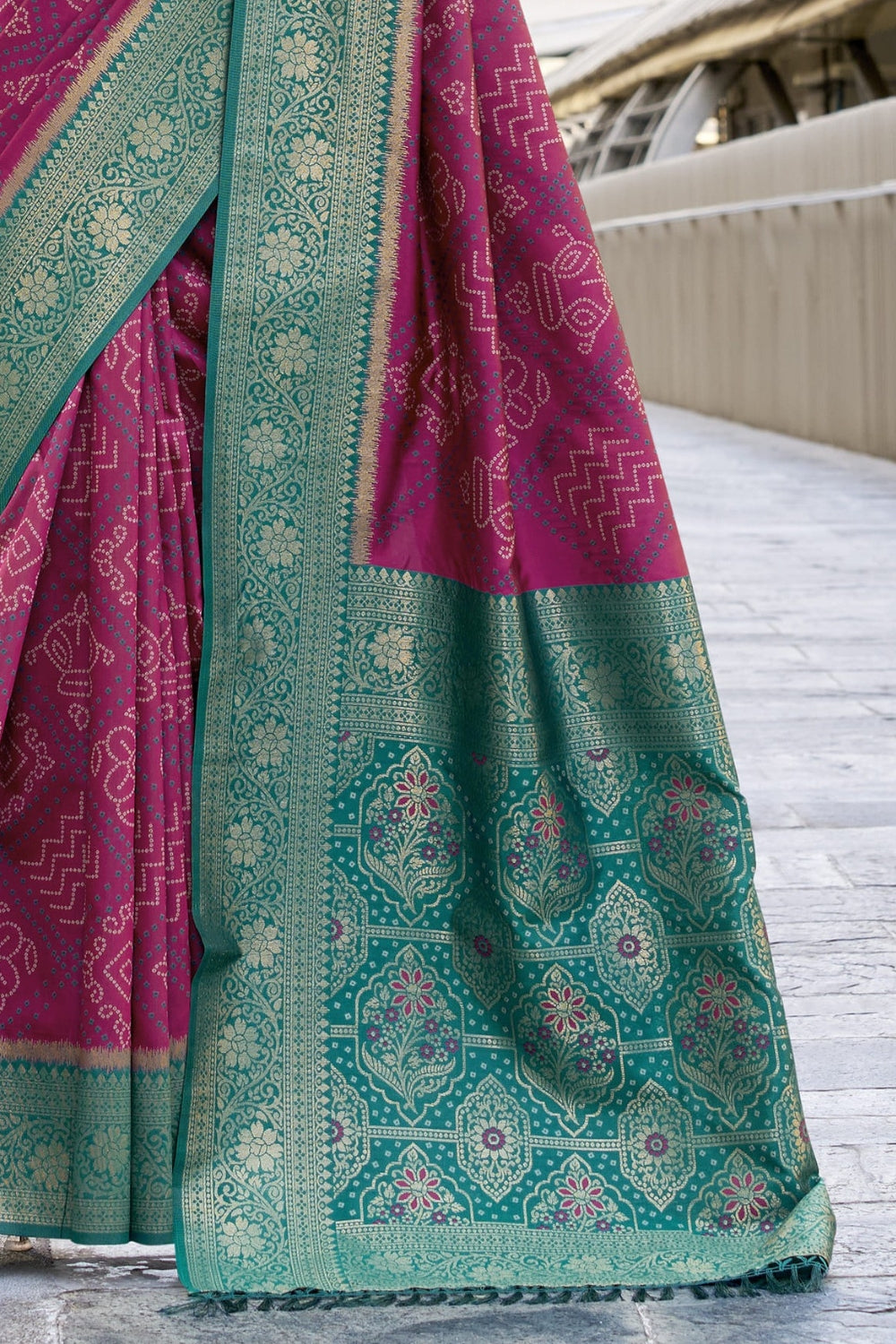 Magenta Badhni Silk Saree