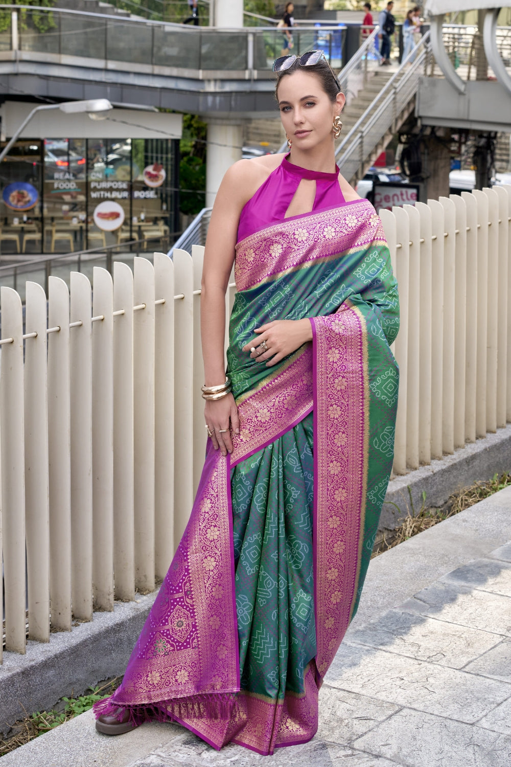 Teal Badhni Silk Saree