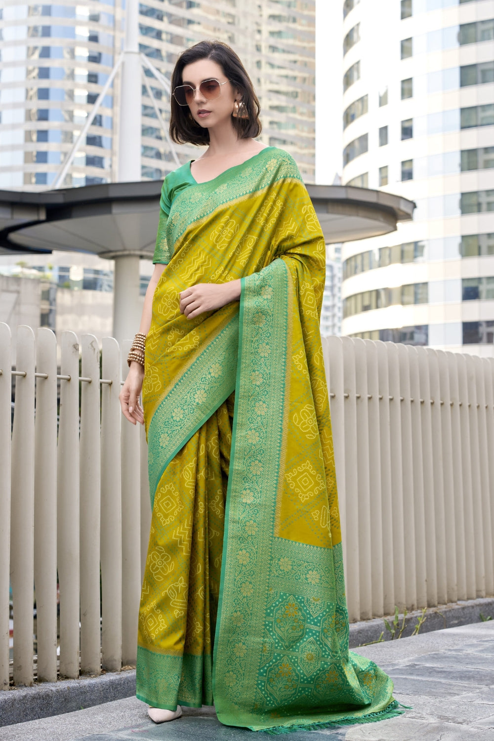 Mustard Badhni Silk Saree