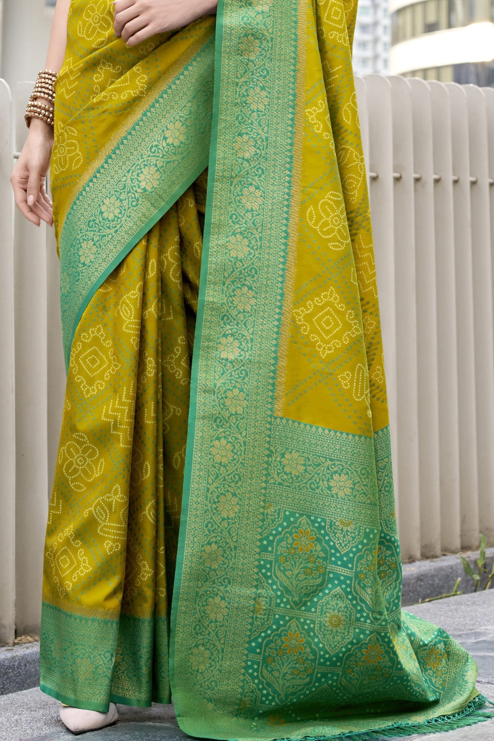 Mustard Badhni Silk Saree
