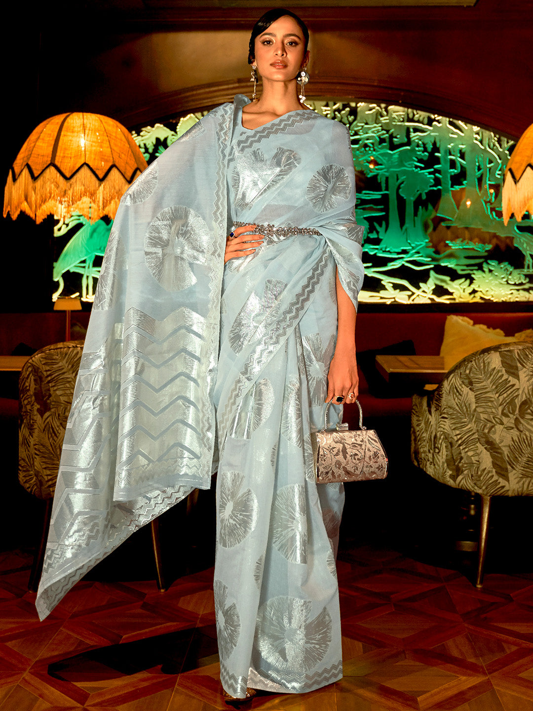 Light Blue Organza Saree