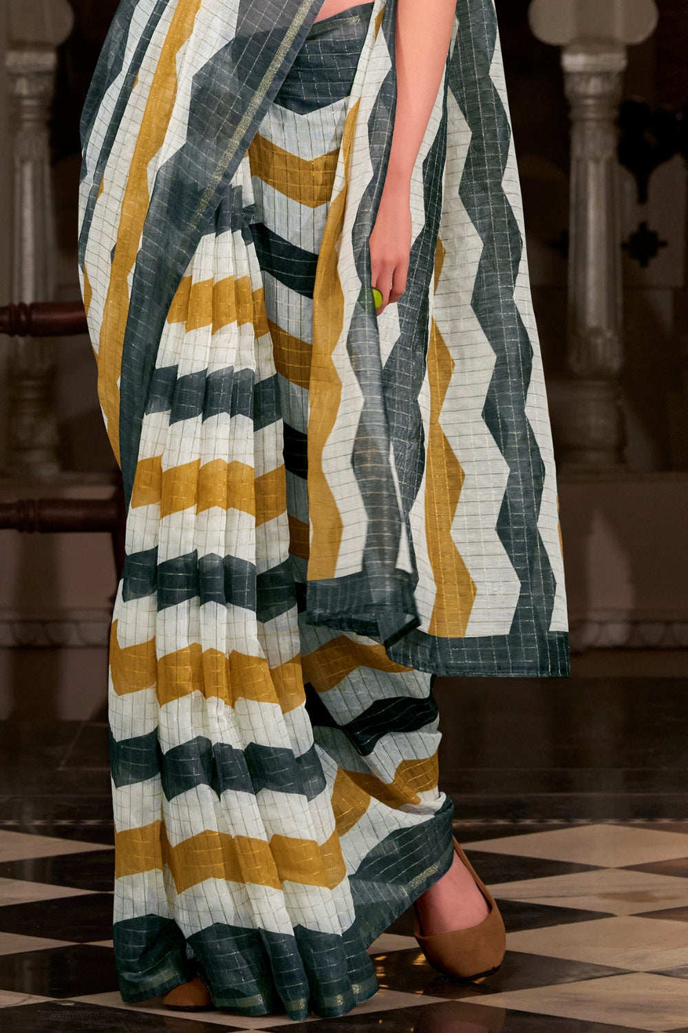 Multi Linen Cotton Silk Saree