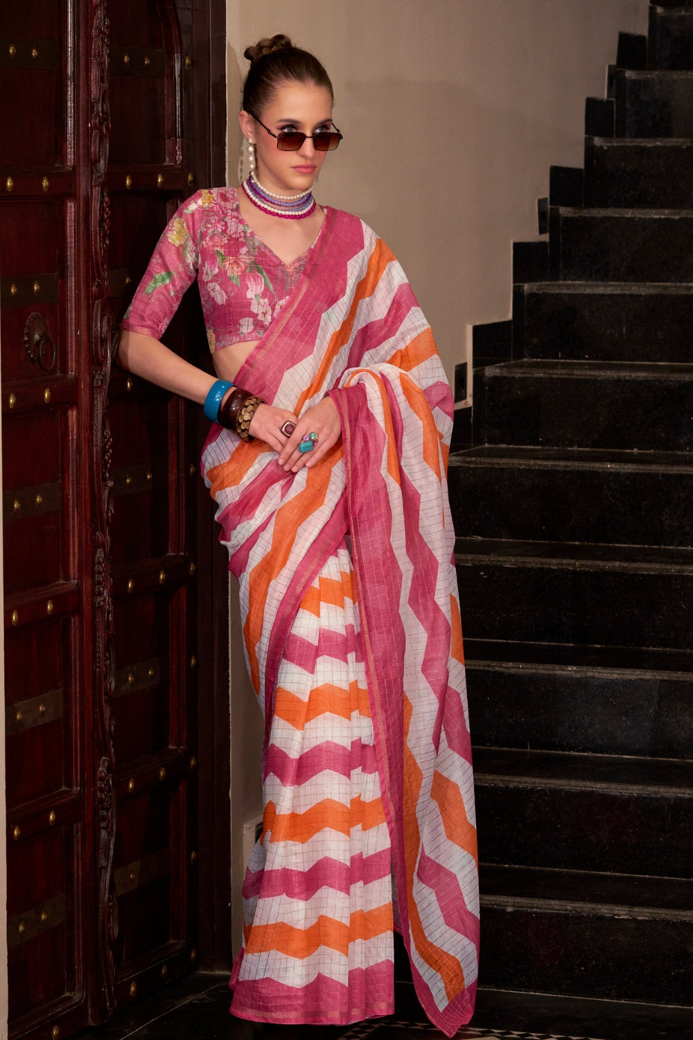 Multi Linen Cotton Silk Saree