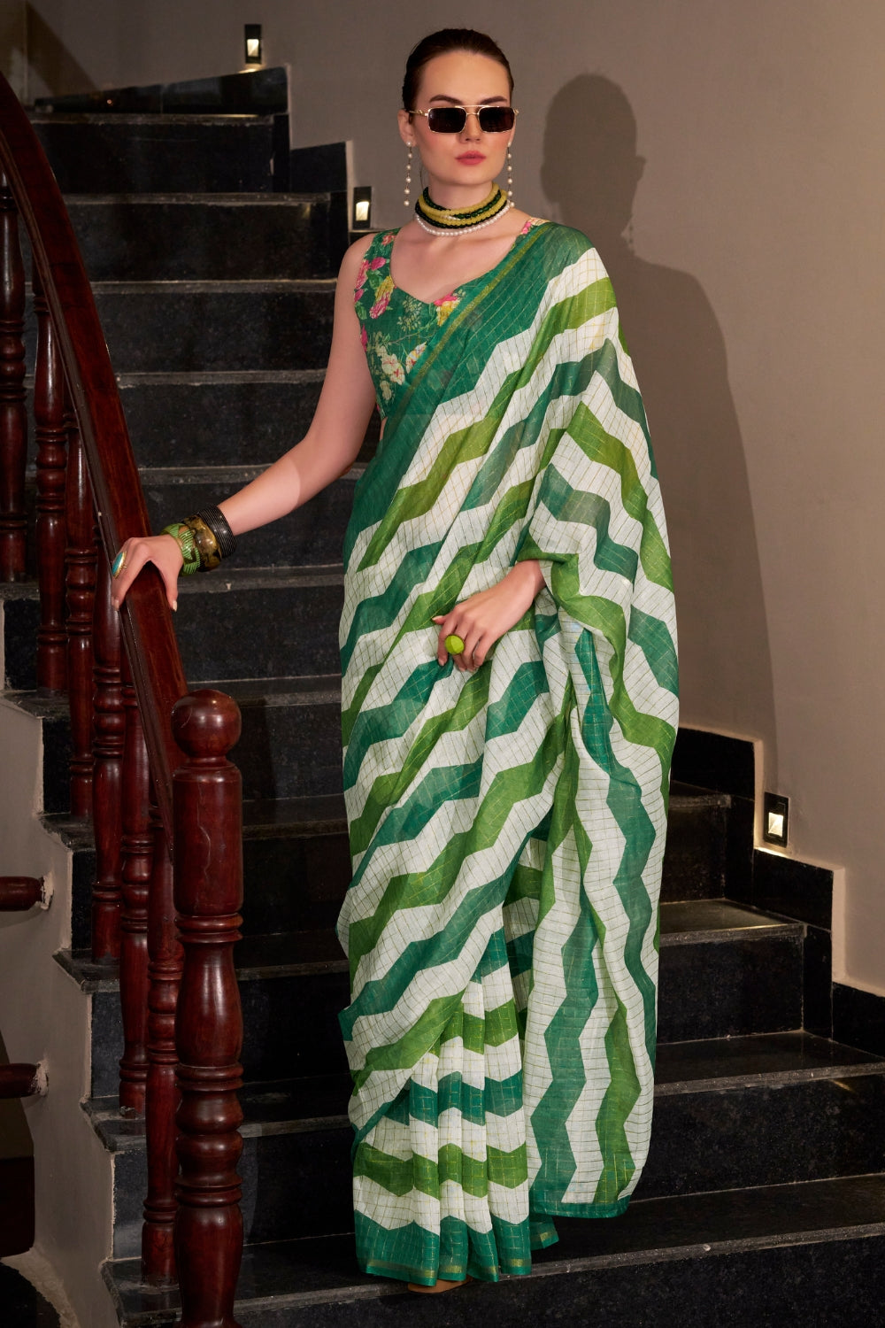 Multi Linen Cotton Silk Saree