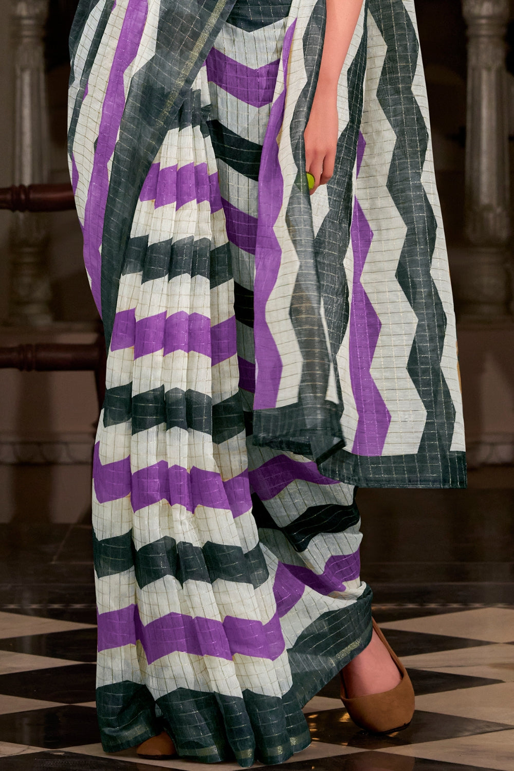 Multi Linen Cotton Silk Saree
