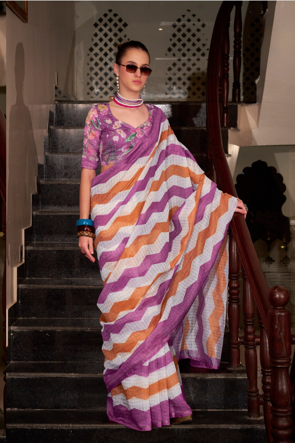 Multi Linen Cotton Silk Saree