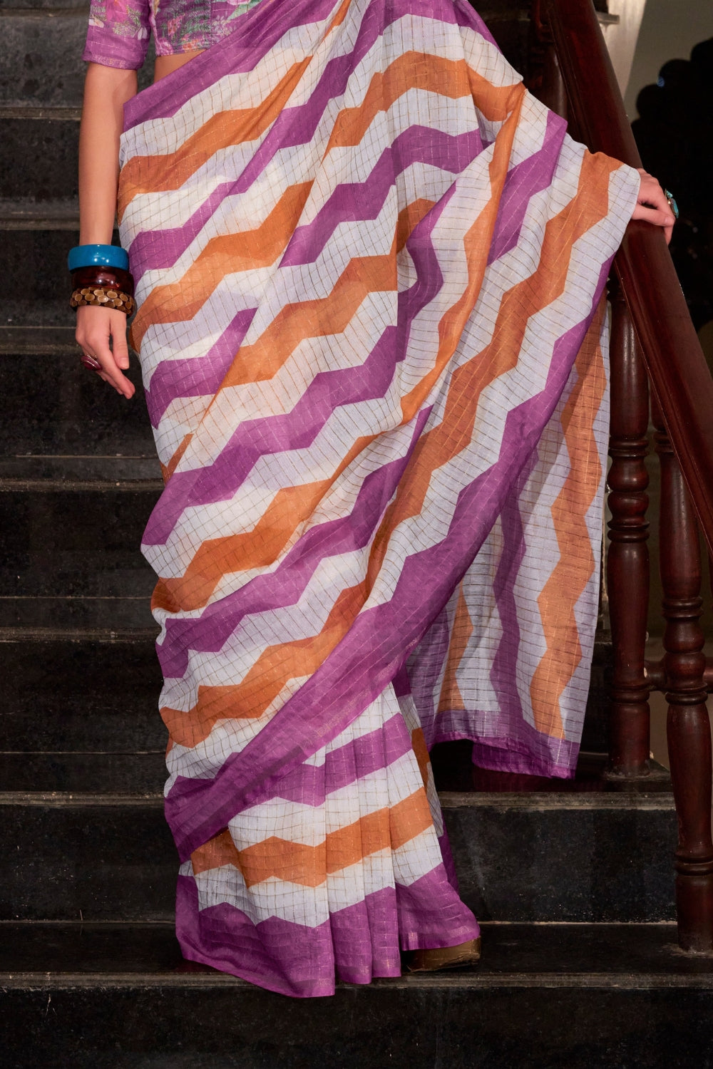 Multi Linen Cotton Silk Saree