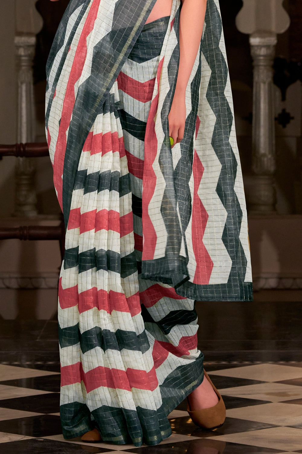 Multi Linen Cotton Silk Saree