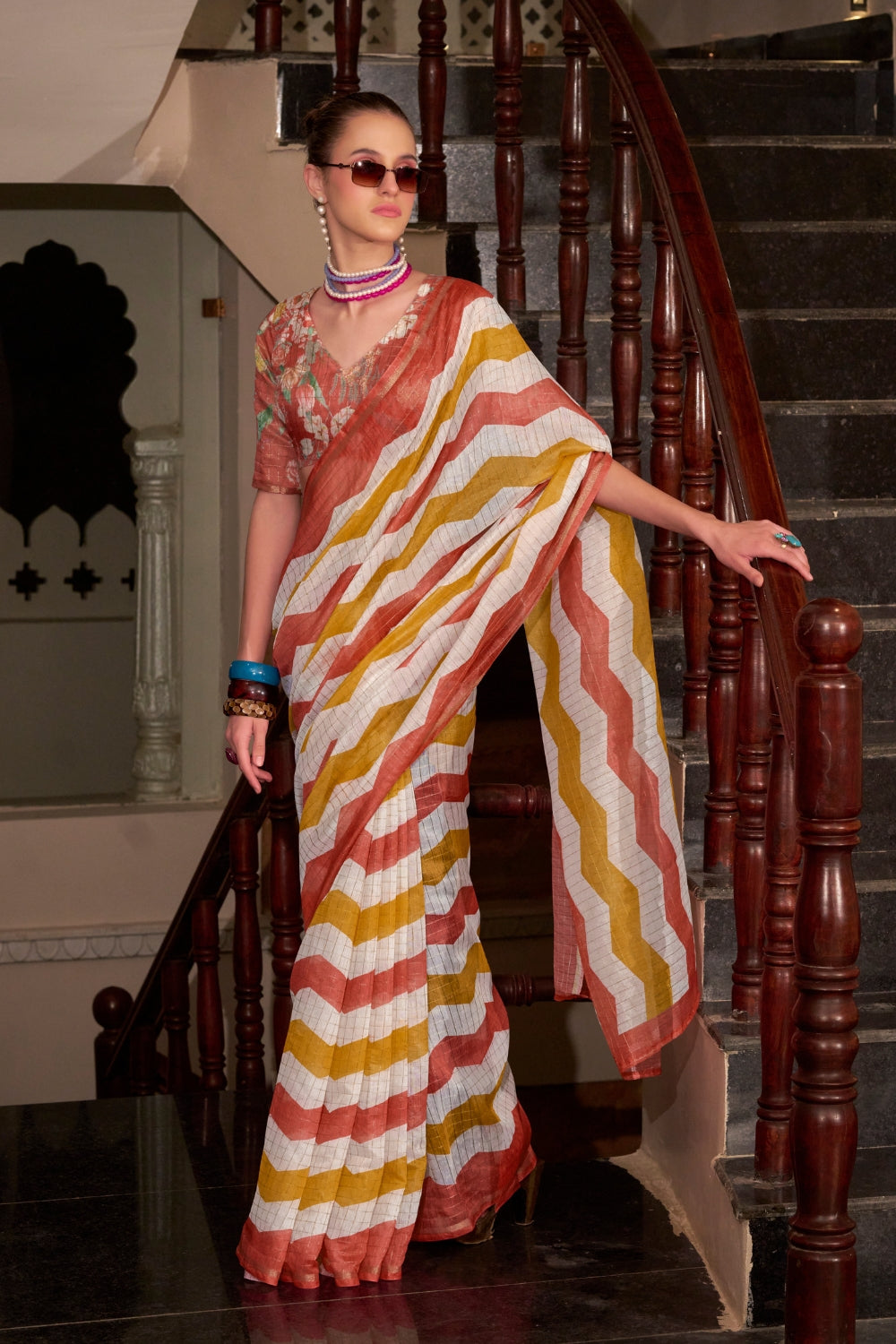 Multi Linen Cotton Silk Saree