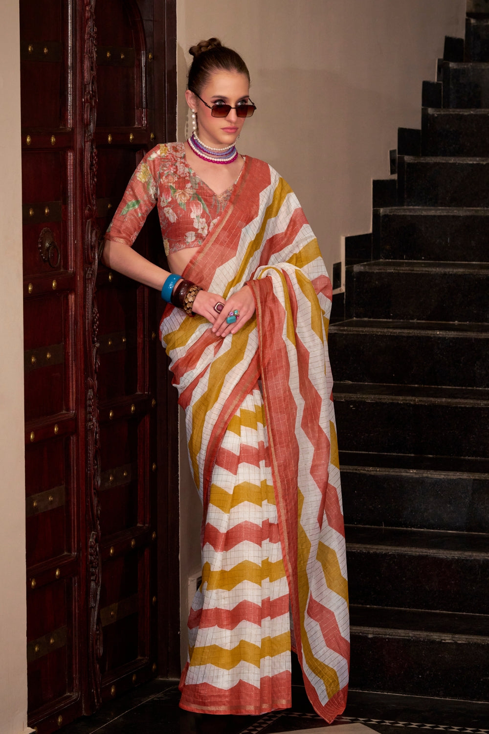 Multi Linen Cotton Silk Saree