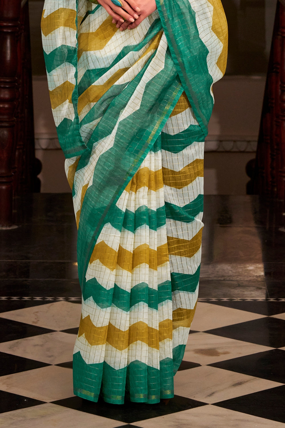 Multi Linen Cotton Silk Saree