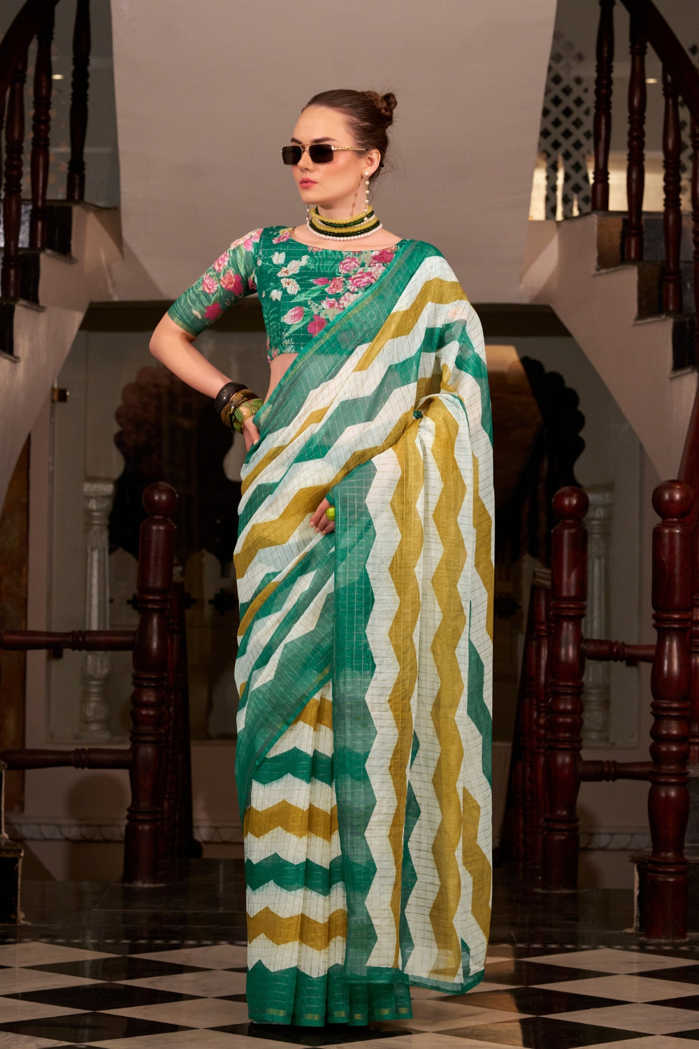Multi Linen Cotton Silk Saree