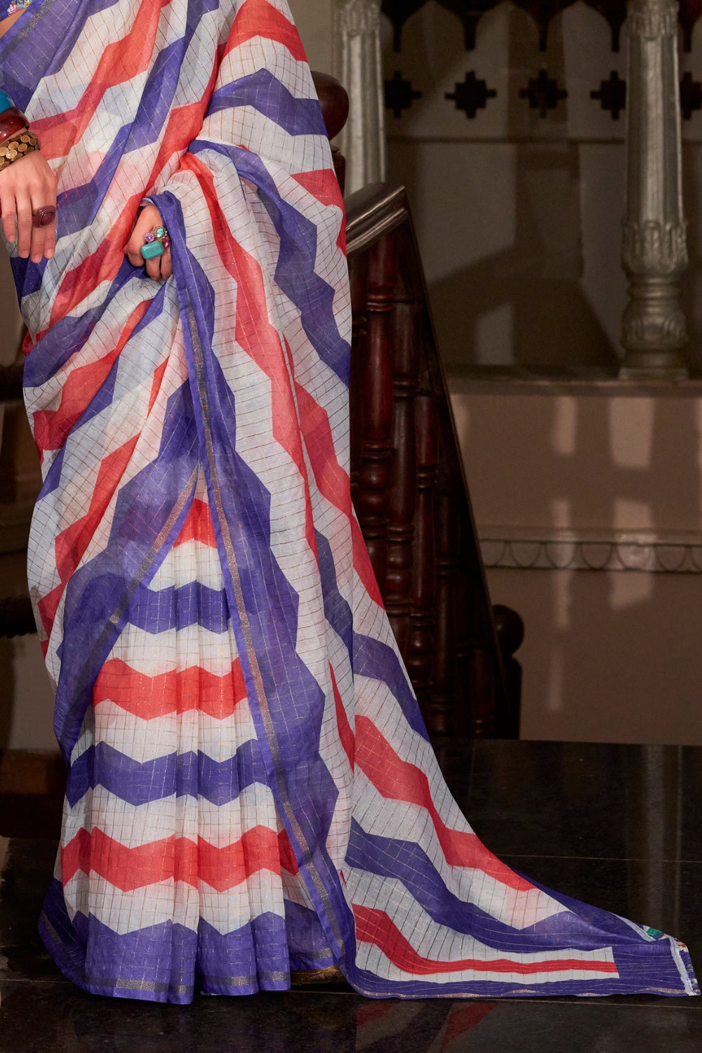 Multi Linen Cotton Silk Saree