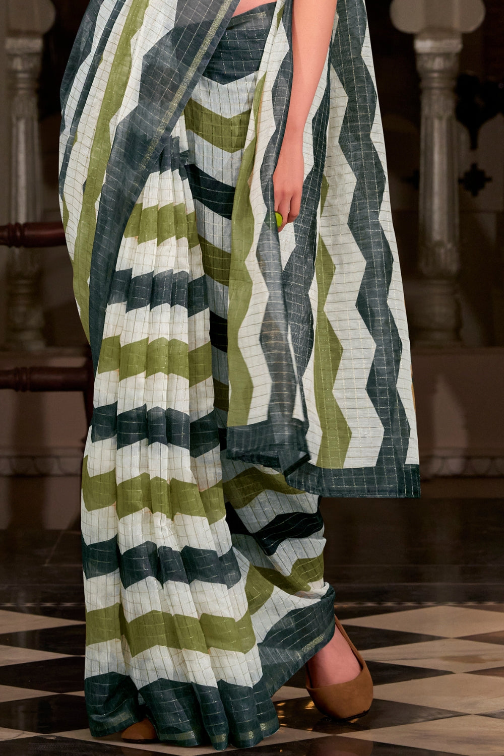 Multi Linen Cotton Silk Saree