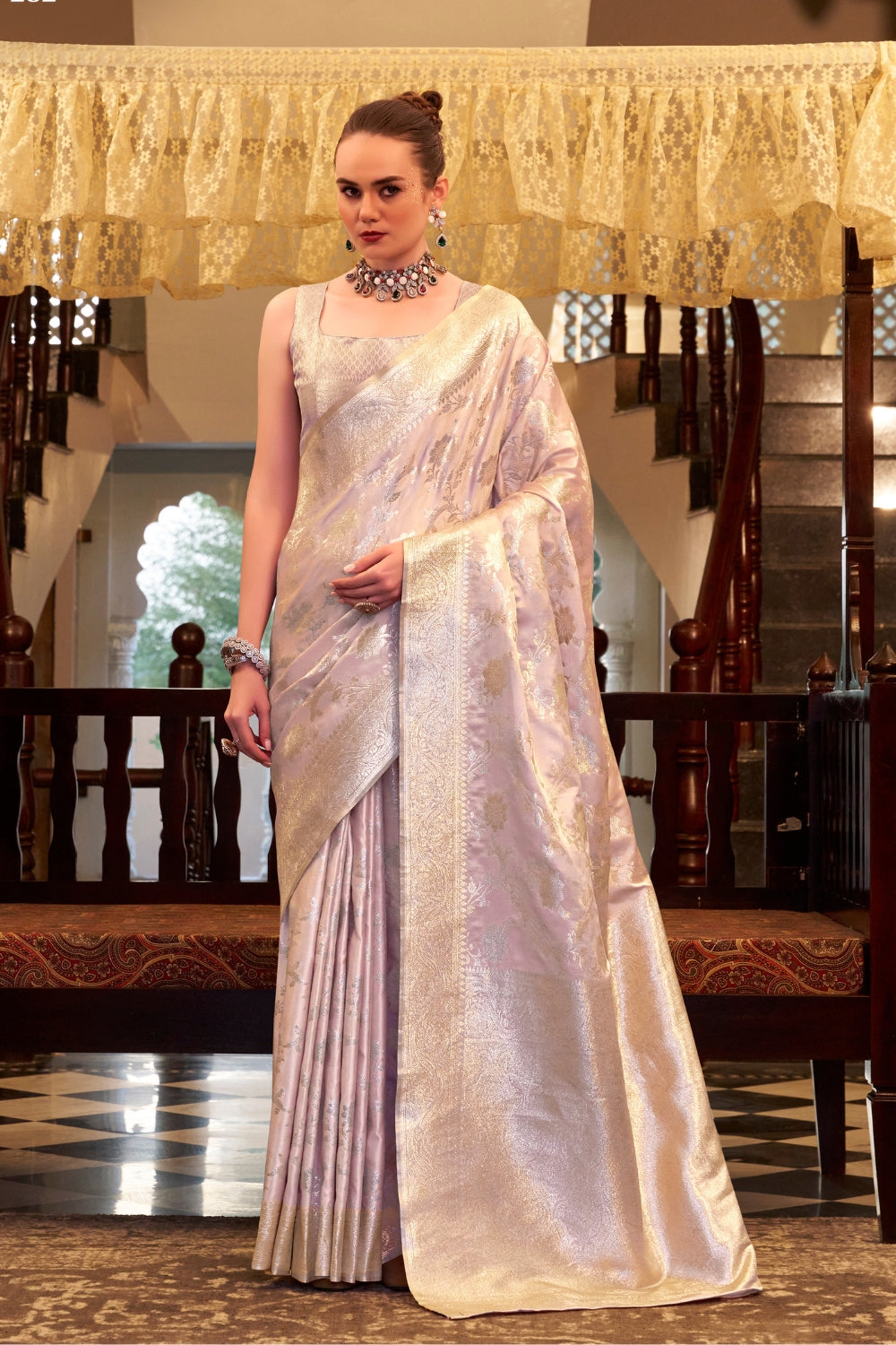 Pink Soft Sattin Silk Saree