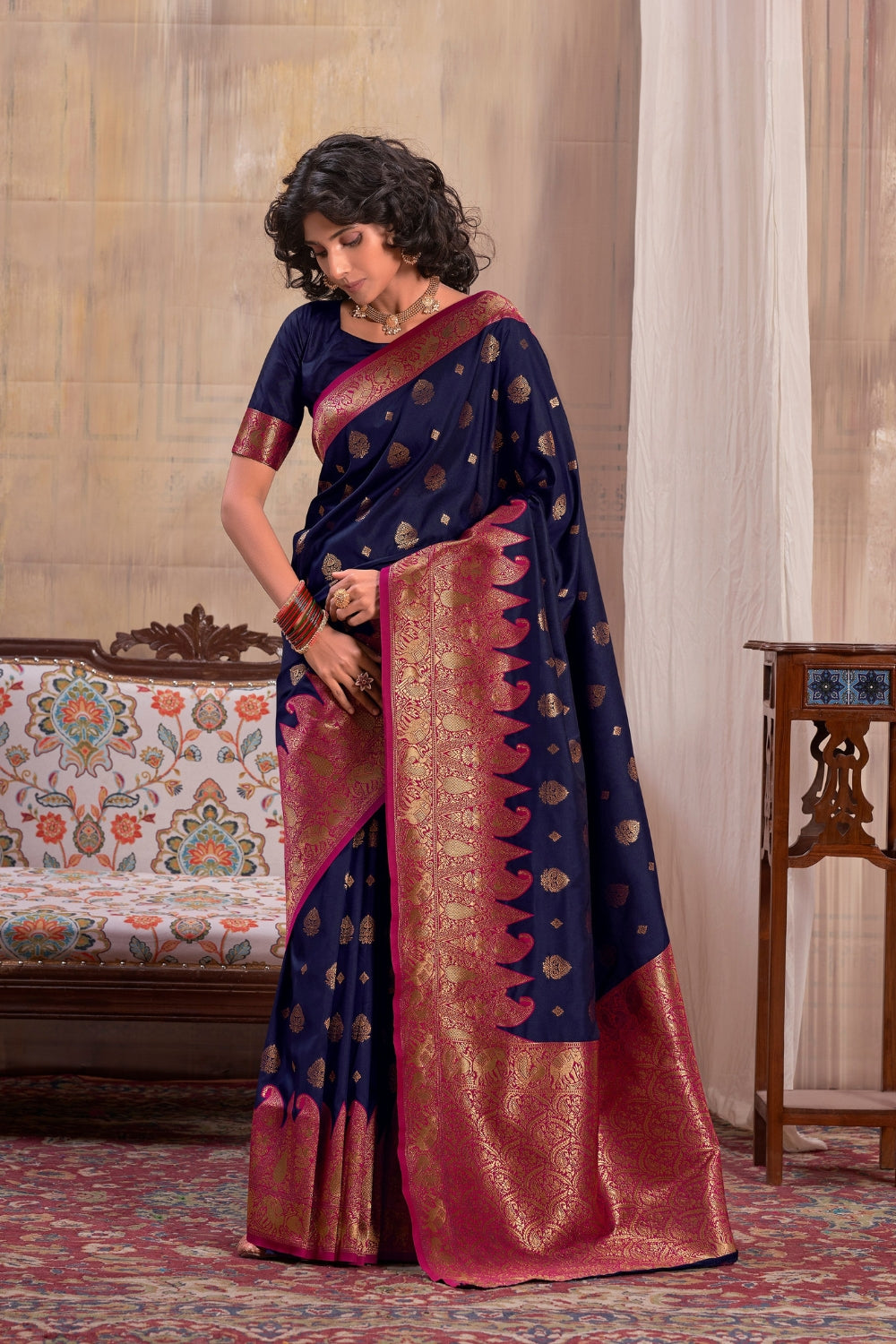 Navy Blue Soft Silk Saree