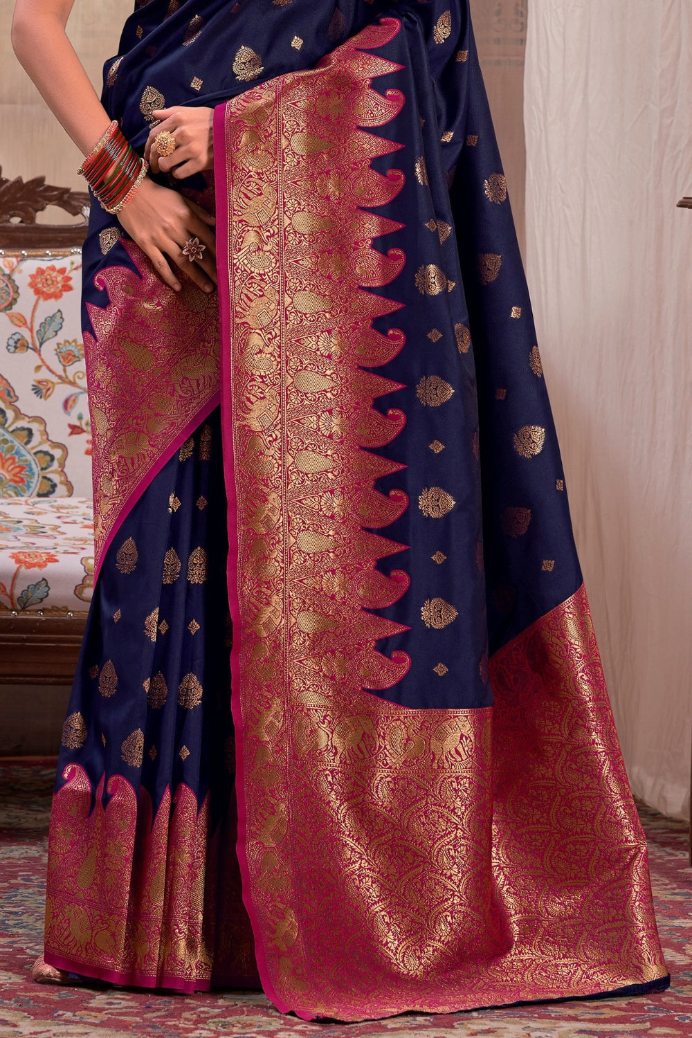 Navy Blue Soft Silk Saree