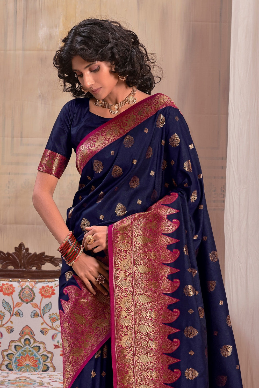 Navy Blue Soft Silk Saree