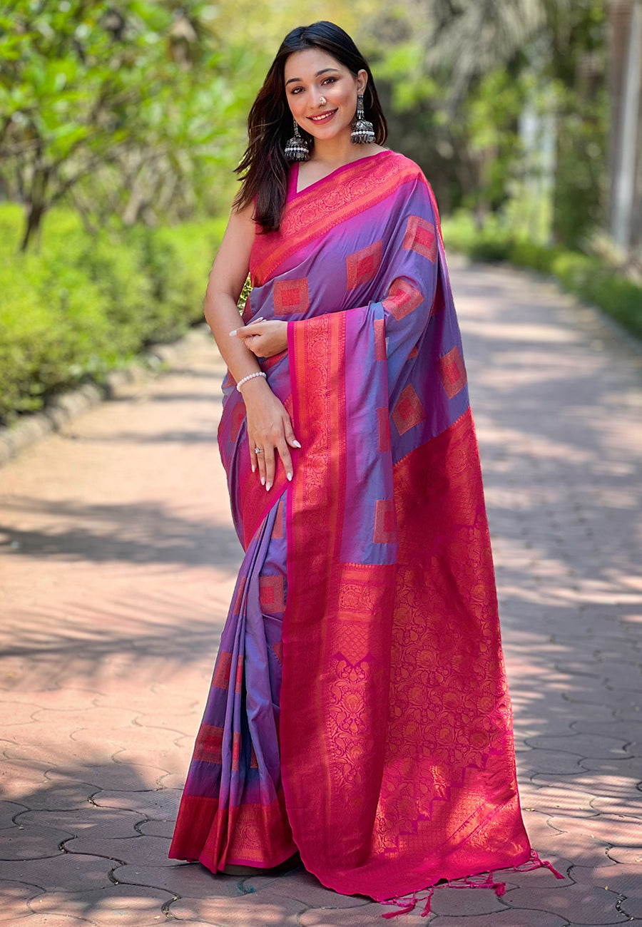 LEVENDER BANARASI SILK BLEND SAREE