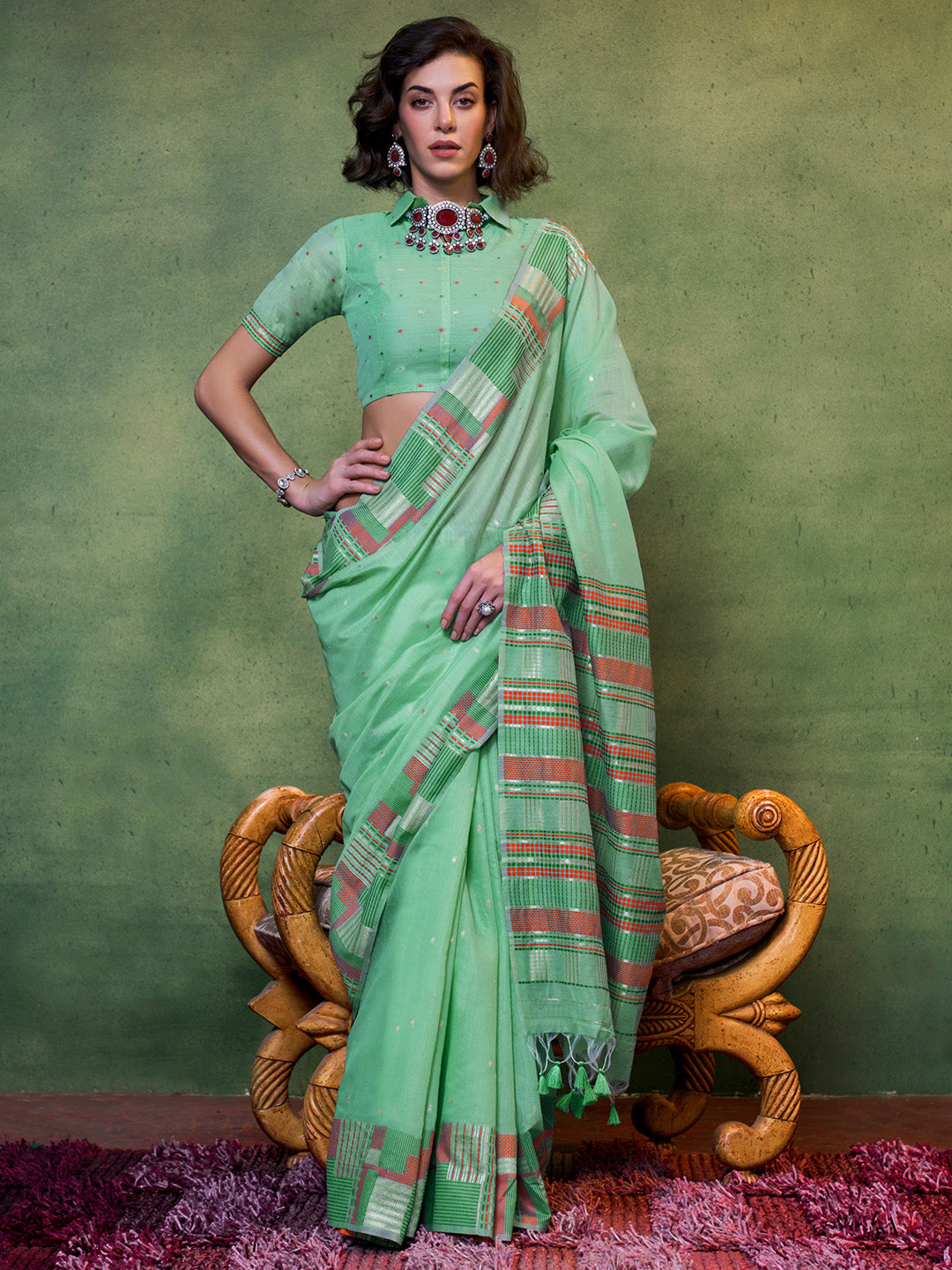 Bottle Green Party Wear Silk Saree