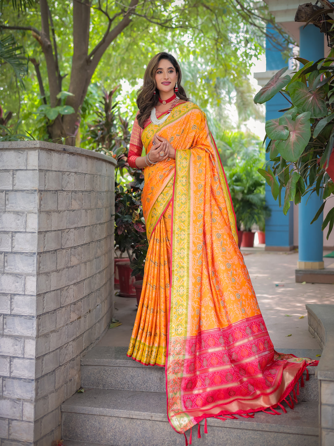 ORANGE BANARASI PATOLA SOFT SILK