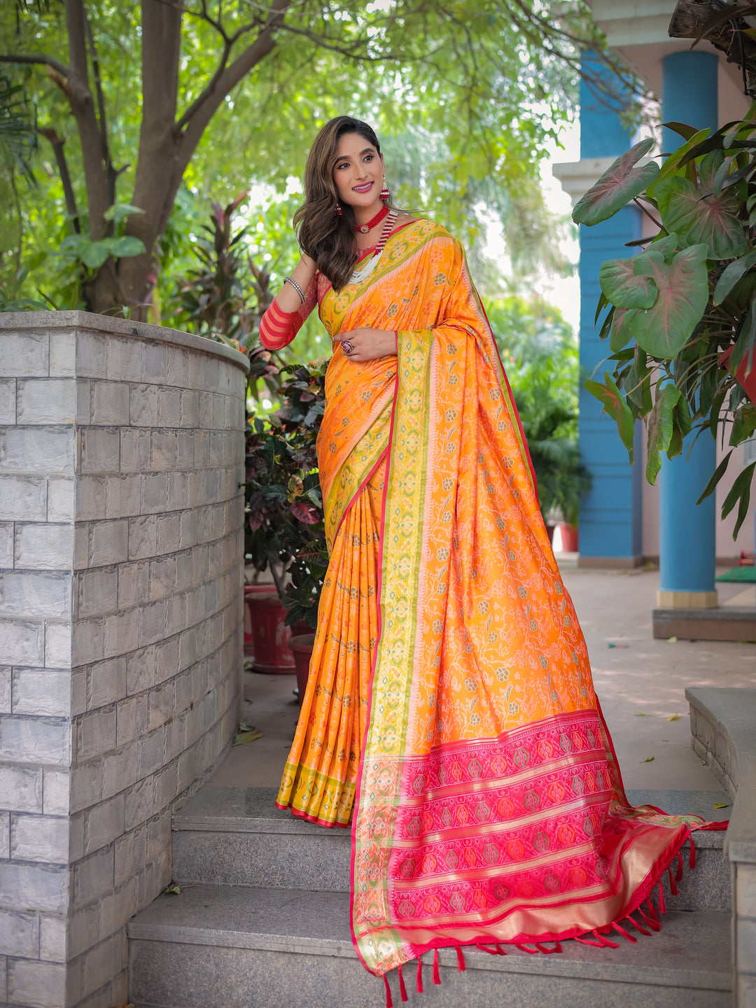 ORANGE BANARASI PATOLA SOFT SILK