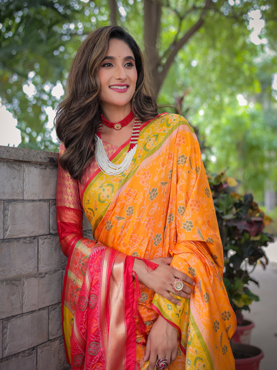 ORANGE BANARASI PATOLA SOFT SILK