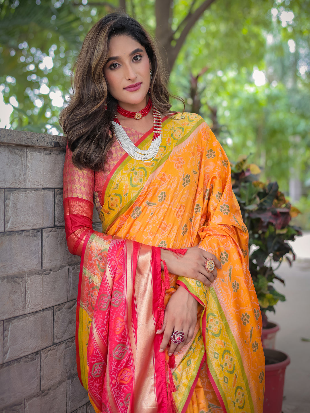 ORANGE BANARASI PATOLA SOFT SILK