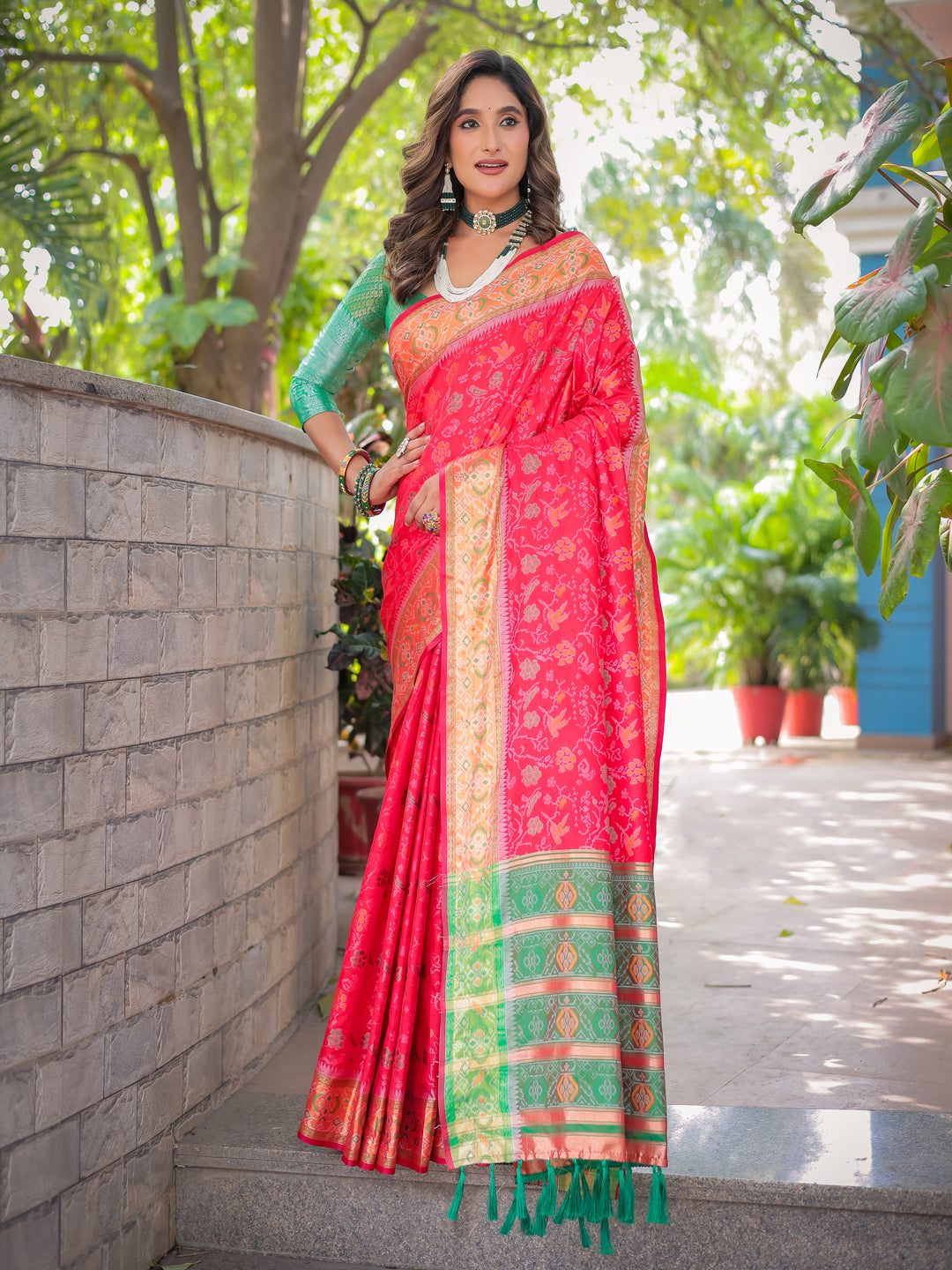 RUBY PINK BANARASI PATOLA SOFT SILK