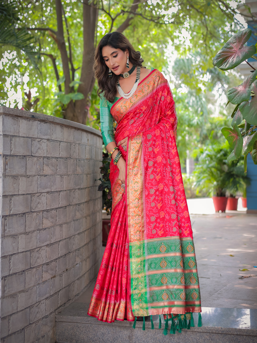 RUBY PINK BANARASI PATOLA SOFT SILK
