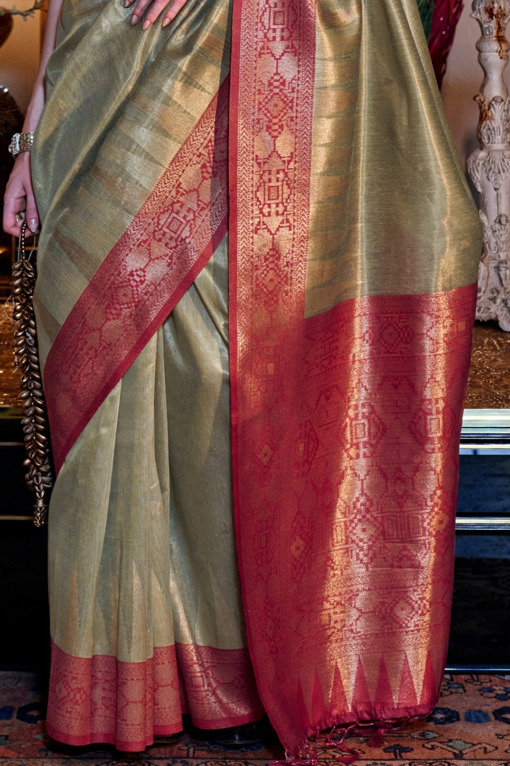 Green Zari Tissue Saree