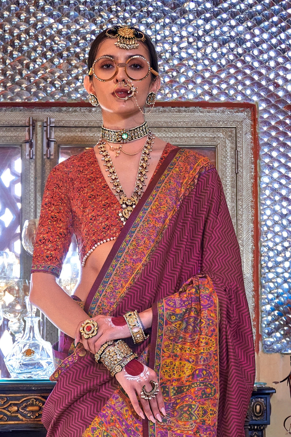 Mauve Patola Silk Saree