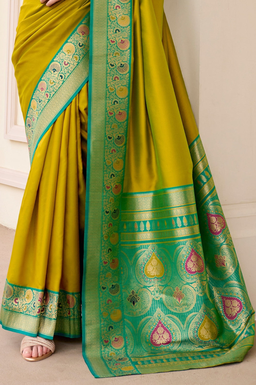 Olive Pure Banarasi Soft Silk Saree