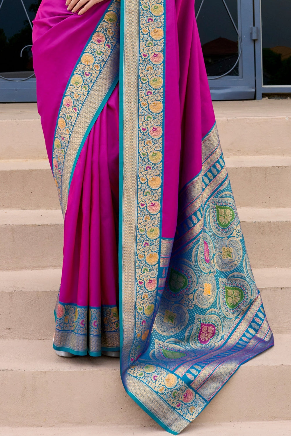 Purple Pure Banarasi Soft Silk Saree