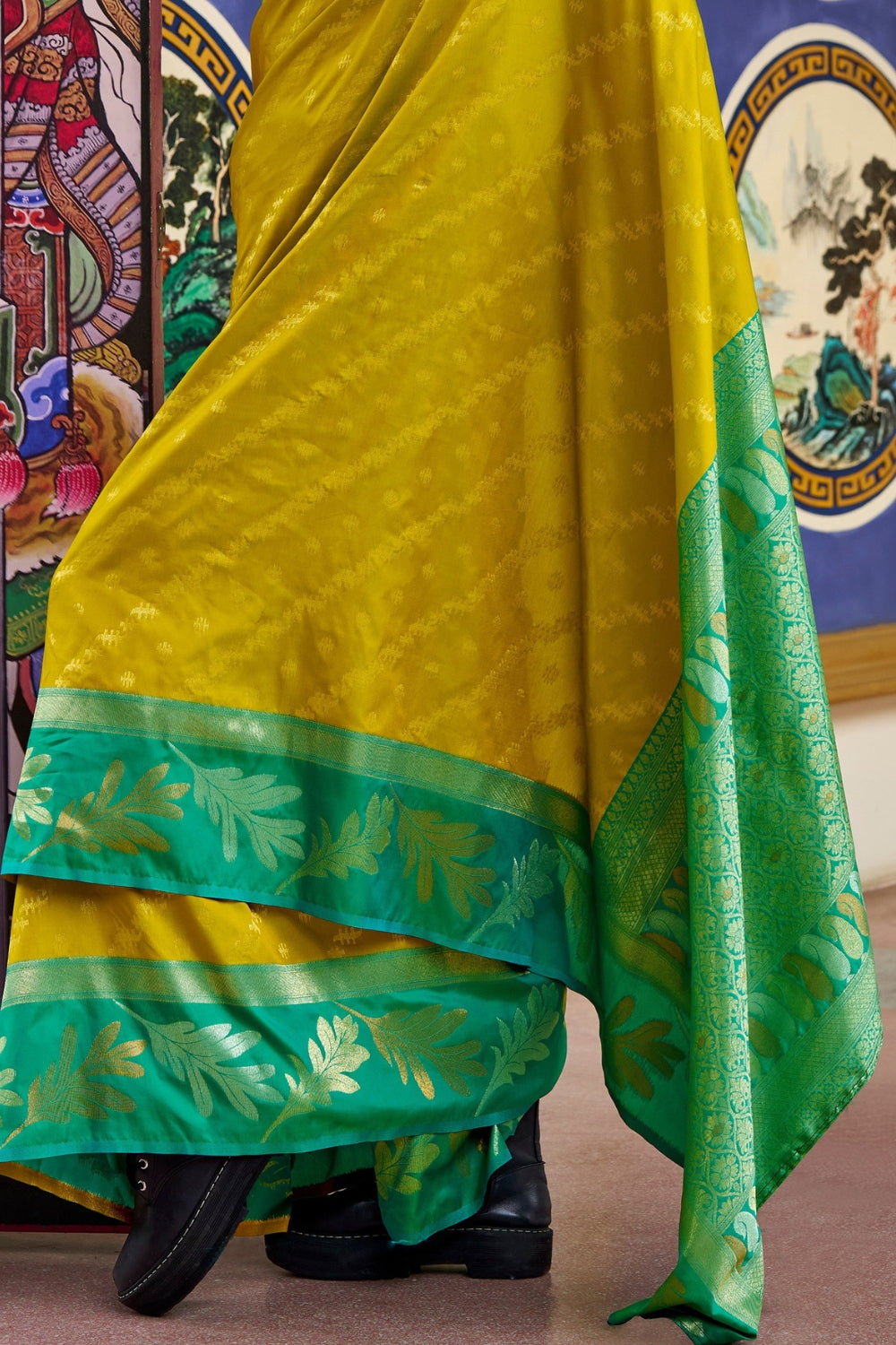 Mustard Pure Banarasi Soft Silk Saree