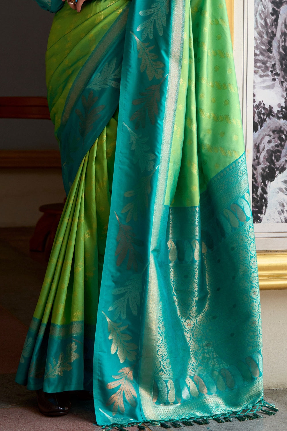 Green Pure Banarasi Soft Silk Saree
