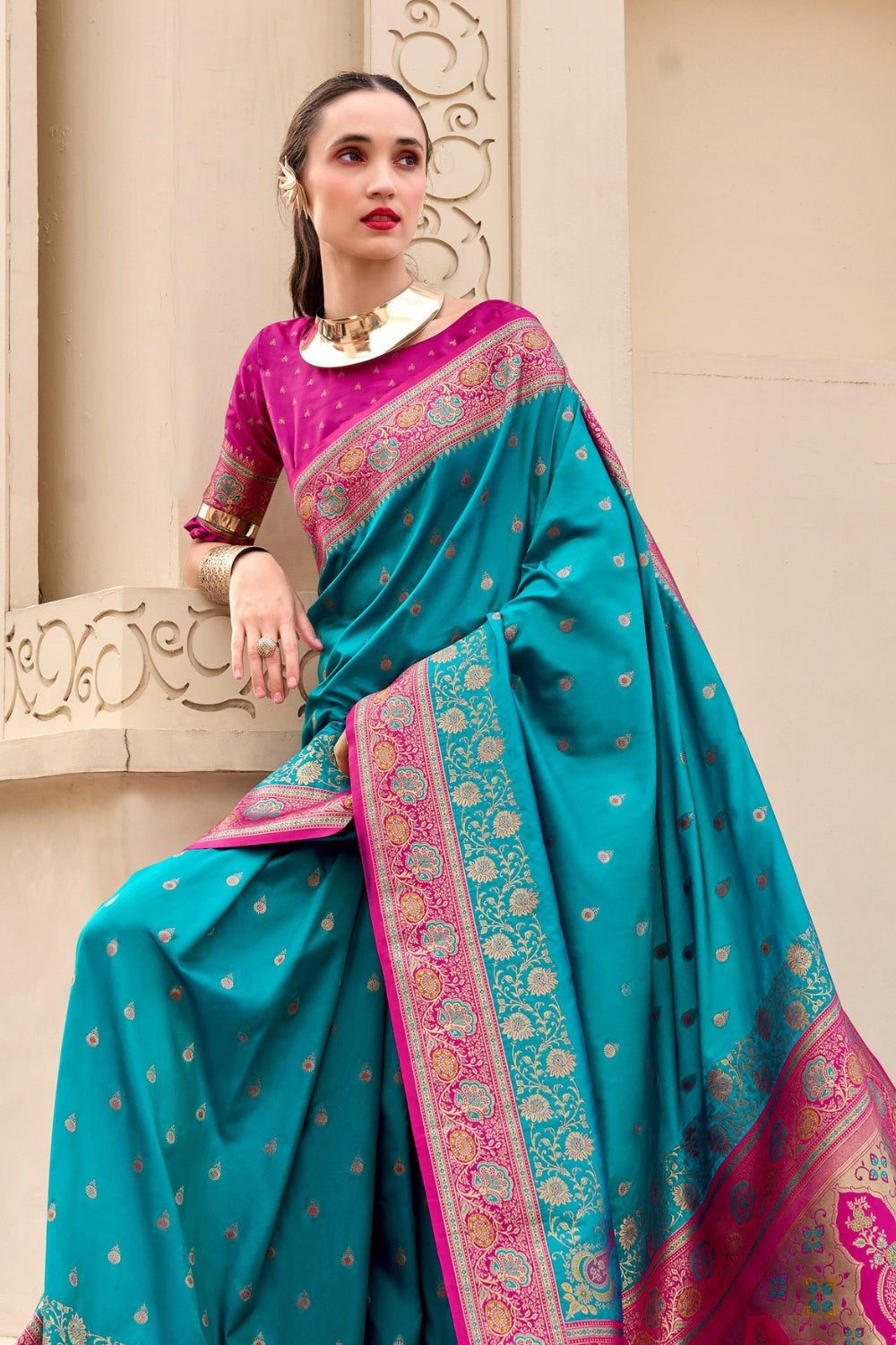 Blue Banarsi Silk Saree