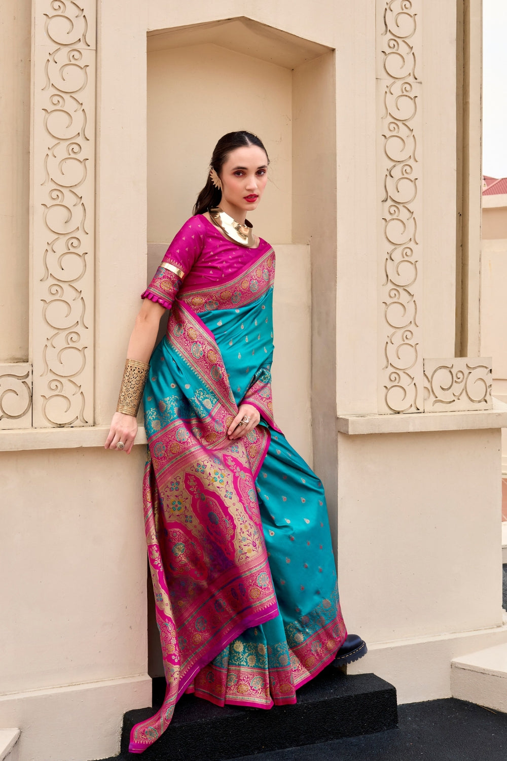 Blue Banarsi Silk Saree