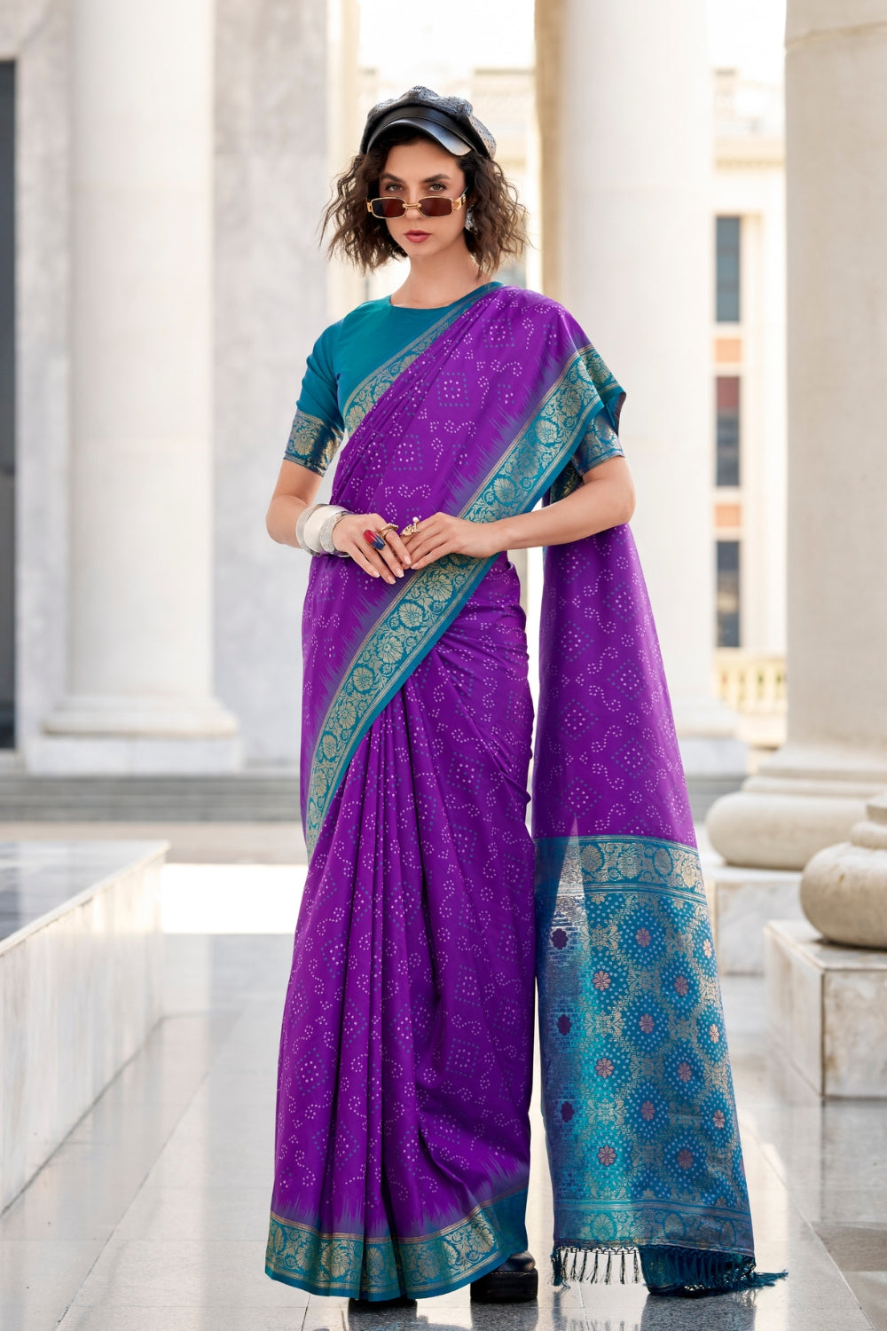 Purple Banarasi Ikkat Saree