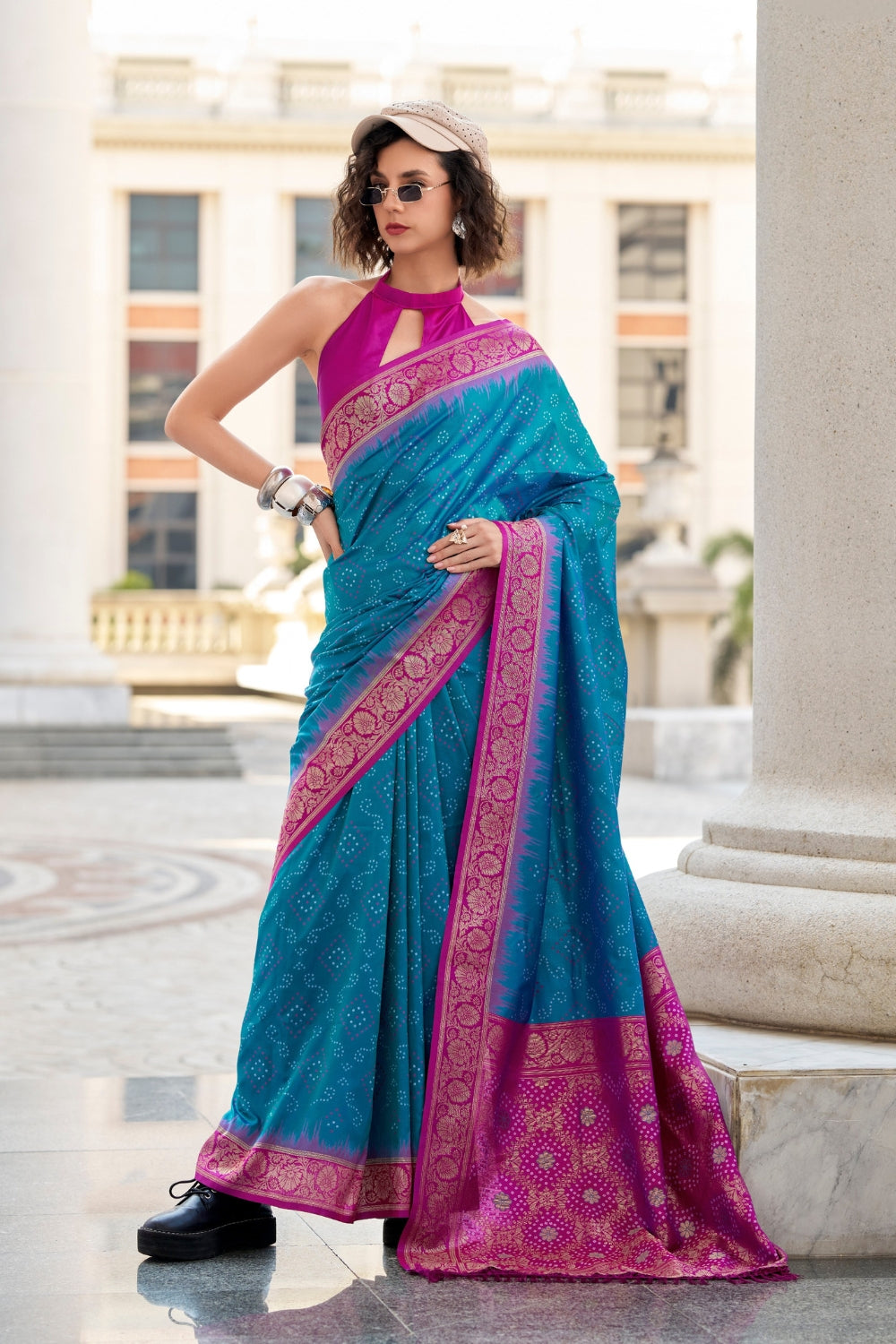 Blue Banarasi Ikkat Saree
