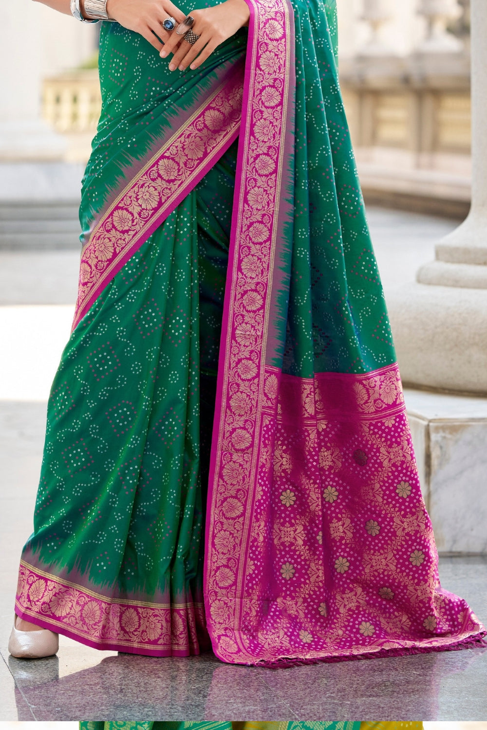 Green Banarasi Ikkat Saree