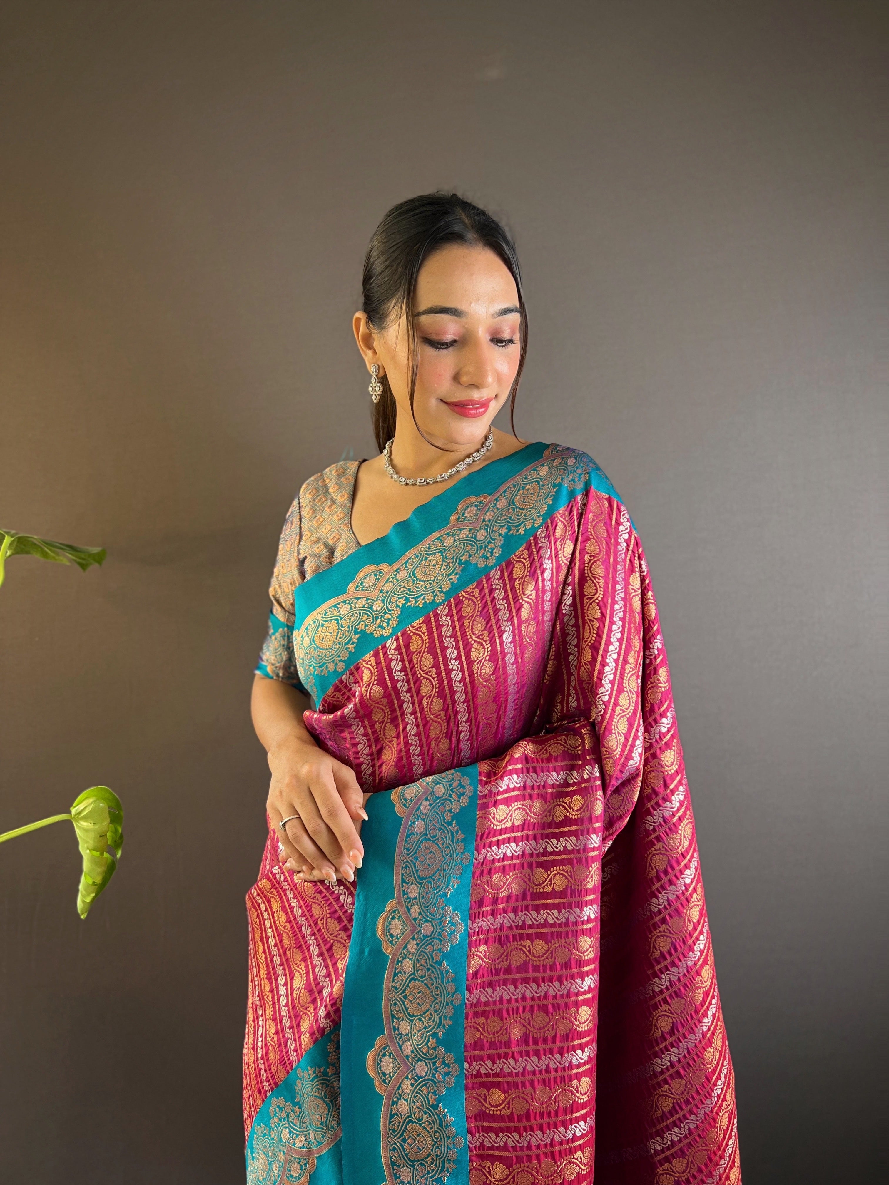Purple Soft Silk Zari Border Saree