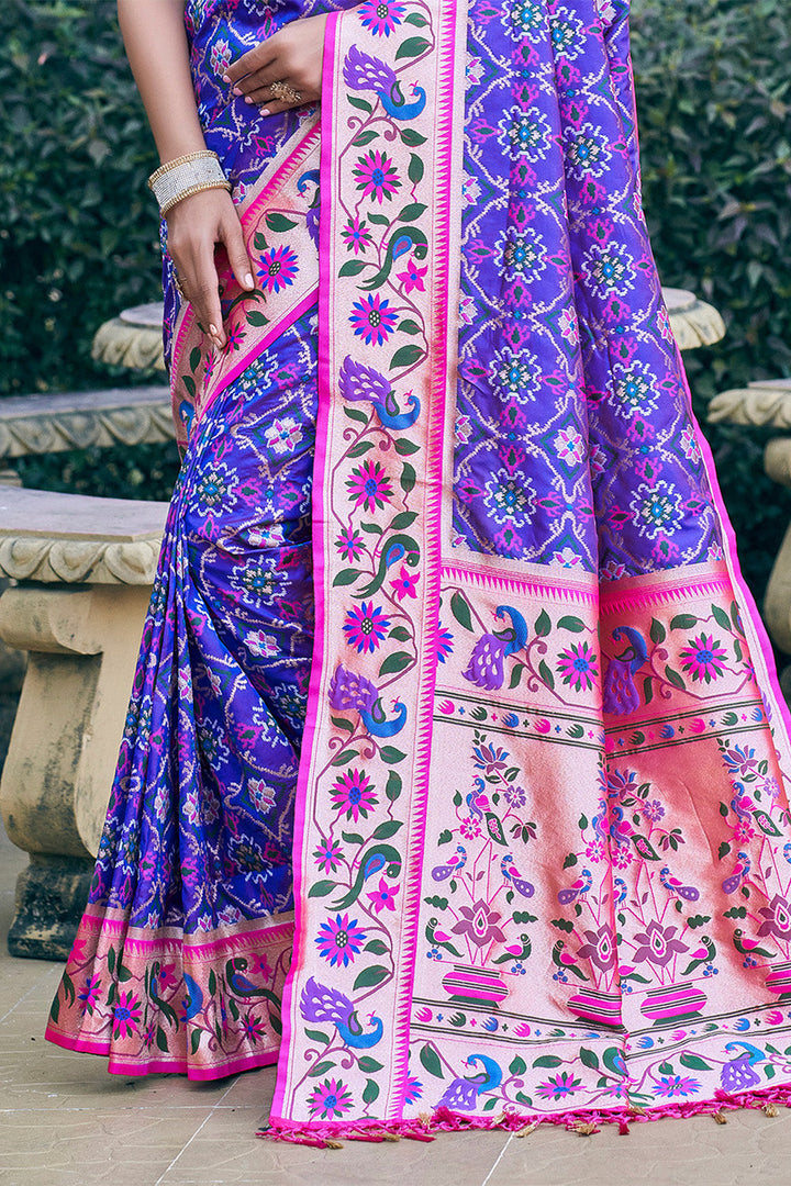 Purple Patola Silk Blend Saree