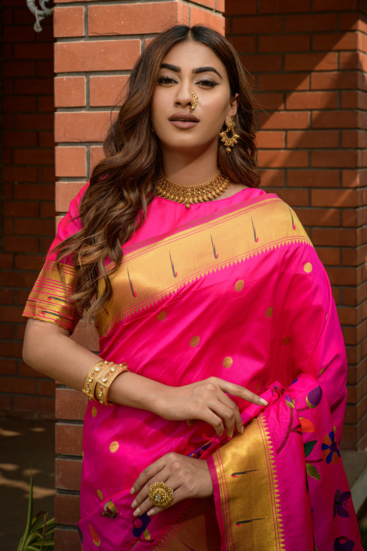 Rani Pink Paithani Saree