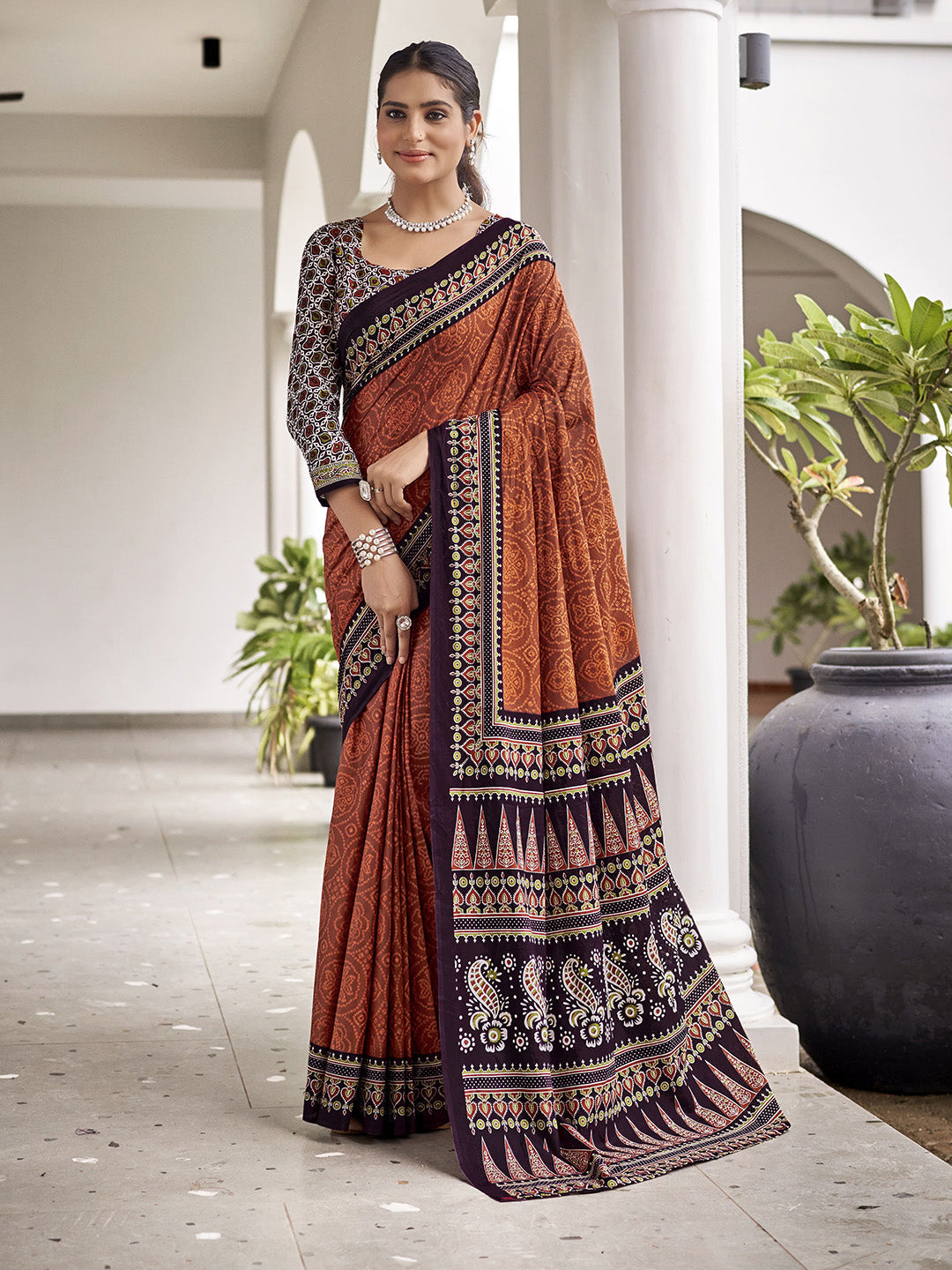Orange Mulmul Cottons Saree