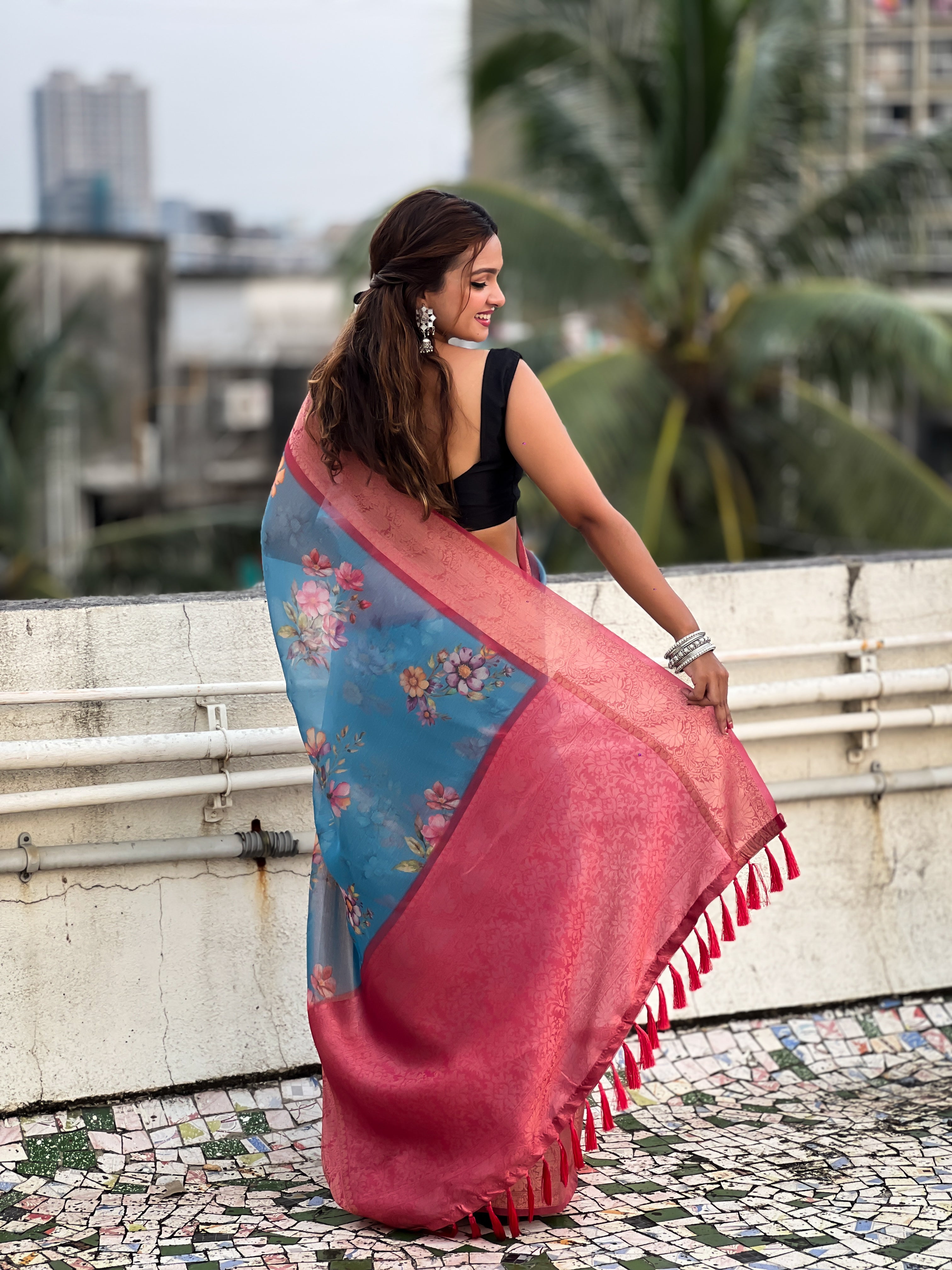 BLUE BANARASI SILK BLEND SAREE