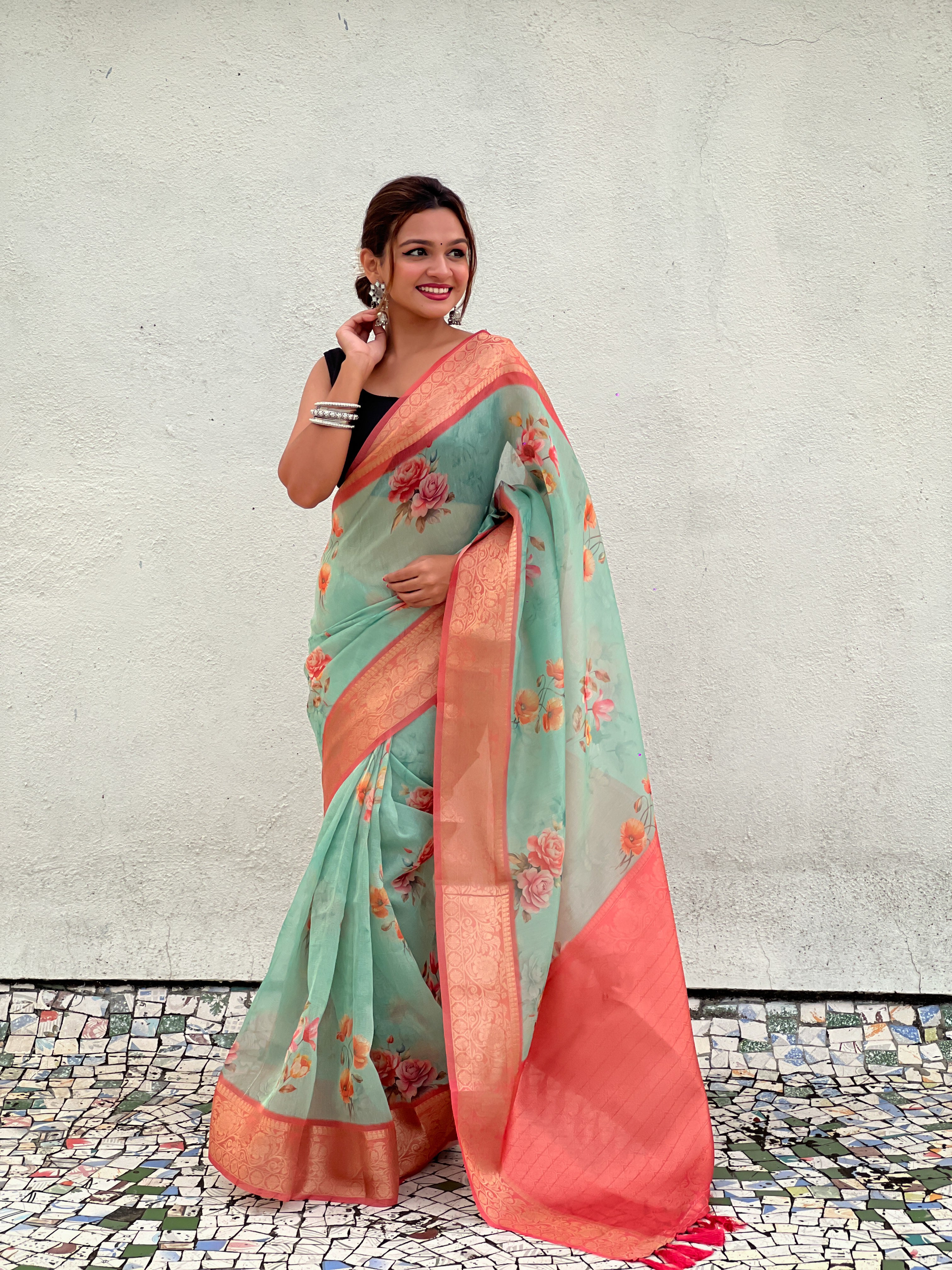 SKY BANARASI SILK BLEND SAREE